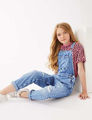 Denim Ripped Dungarees (6-16 Yrs)