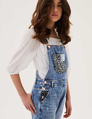 Denim Patchwork Dungarees (6-16 Yrs)