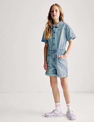 Pure Cotton Denim Playsuit (2-16 Yrs)