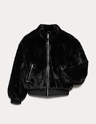 Faux Fur Bomber Jacket (6-16 Yrs)