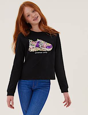 Pure Cotton Reversible Sequin Top (6-16 Yrs)