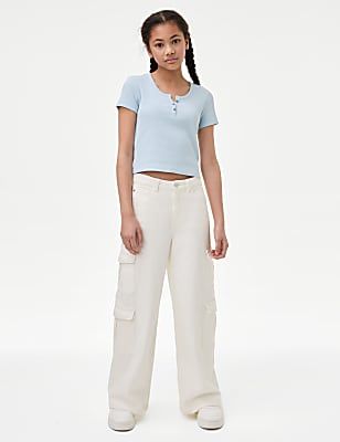 Cotton Rich Ribbed Button T-Shirt (6-16 Yrs)