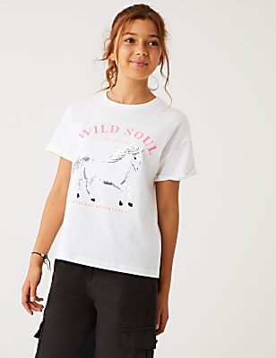 Pure Cotton Sequin Horse T-Shirt