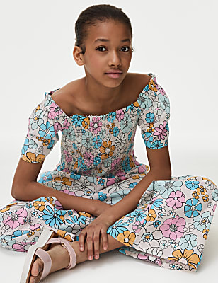 Pure Cotton Heart Shirred Top (6-16 Yrs)