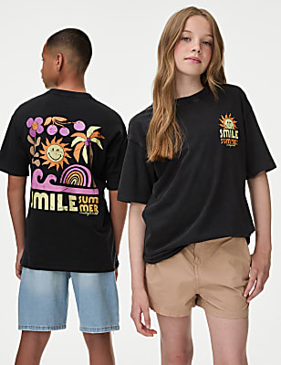 Pure Cotton SmileyWorld&reg; Graphic T-Shirt (6-16 Yrs)