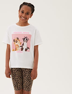 Pure Cotton Dog Photographic Print T-shirt (6-16 Yrs)