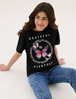 Pure Cotton Butterfly T-Shirt (6-16 Yrs)
