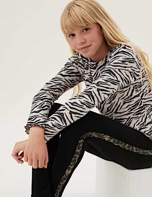 Cotton Rich Zebra Print Top (6-16 Yrs)