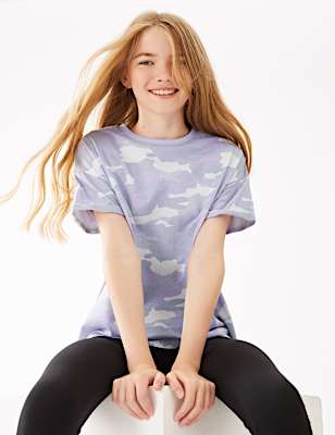 Pure Cotton Camouflage Print T-Shirt