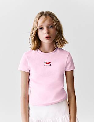 Cotton Rich Fitted Slogan T-Shirt (2-16 Yrs)