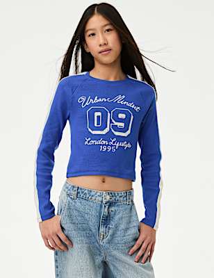 Cotton Rich Graphic Ribbed Top (6-16 Yrs)