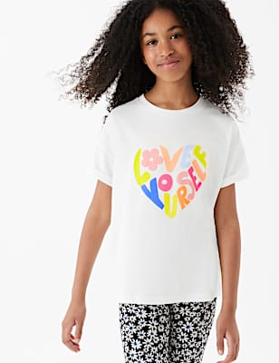 Pure Cotton Love Yourself Slogan T-Shirt (6-16 Yrs)