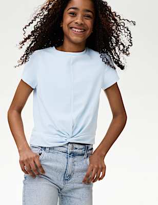 Cotton Rich Twist Front T-Shirt (2-16 Yrs)