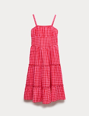 Cotton Rich Checked Maxi Dress (6-16 Yrs)