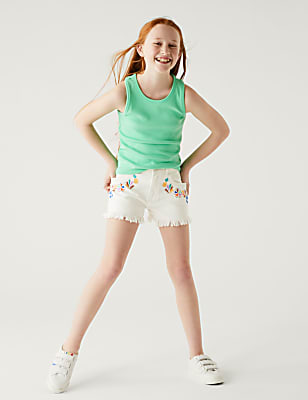 Denim Floral Shorts (6-16 Yrs)