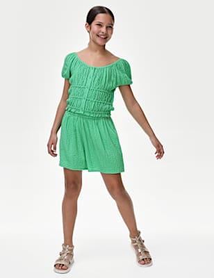 Textured Elasticated Waist Shorts (6-16 Yrs)