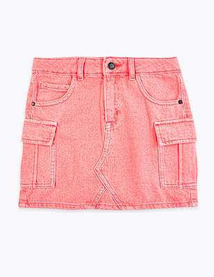 Coloured Denim Cargo Skirt (6-16 Yrs)