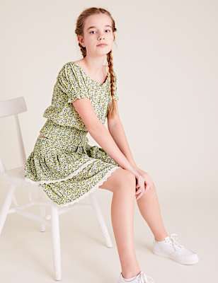Floral Print Tiered Skirt (6-16 Yrs)