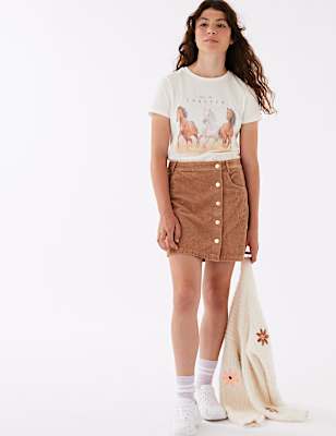 Pure Cotton Cord Skirt (6-16 Yrs)