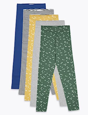 5 Pack Cotton Leggings (6-16 Yrs)