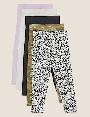 5pk Cotton Patterned Leggings