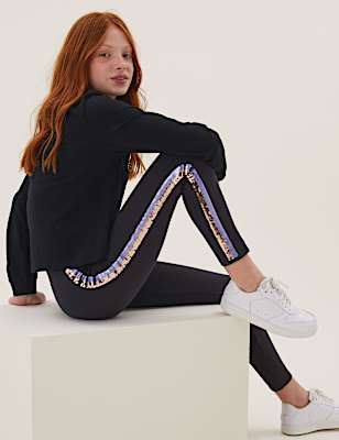 Sequin Side Stripe Slogan Leggings (6-16 Yrs)
