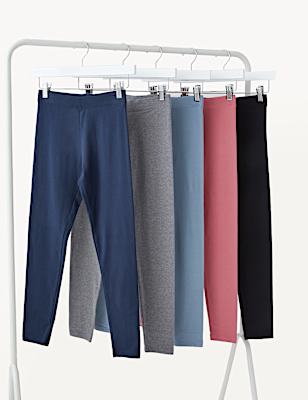 5pk Cotton Rich Leggings (6-16 Yrs)