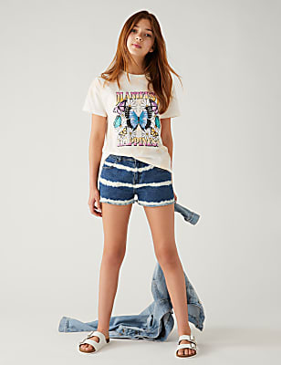 Denim Tie Dye Shorts