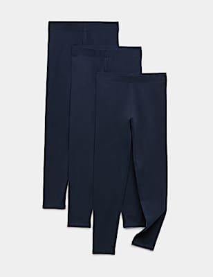3 Pack Cotton Rich Plain Leggings (6-16 Yrs)