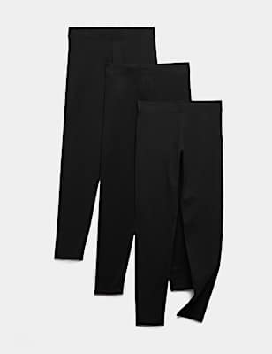 3 Pack Cotton Rich Plain Leggings (6-16 Yrs)
