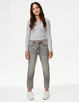 Mom Pure Cotton Denim Jeans (6-16 Yrs)