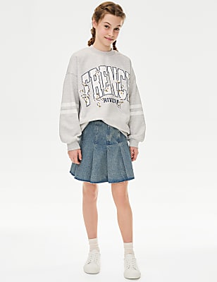 Denim Pleated Skirt (6-16 Yrs)