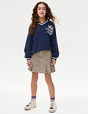Leopard Print Denim Skirt (2-16 Yrs)