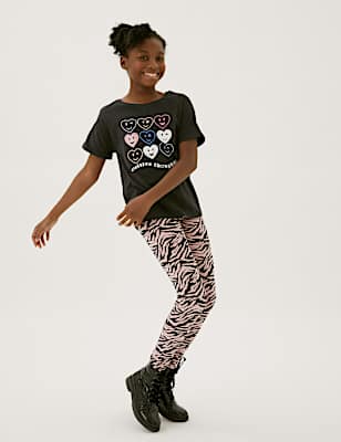 Cotton Rich Zebra Print Leggings (6-16 Yrs)