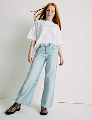 Wide Leg Denim Diamante Jeans (6-16 Yrs)