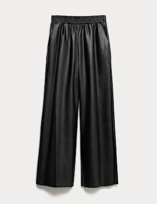 Faux Leather Wide Leg Trousers (6-16 Yrs)