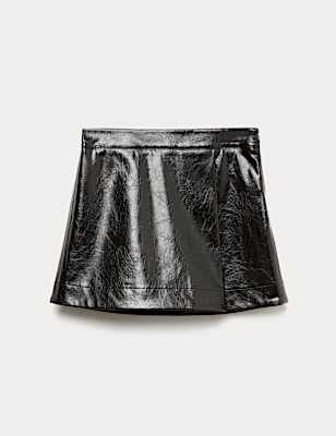 Faux Leather Mini A Line Skirt (6-16 Yrs)