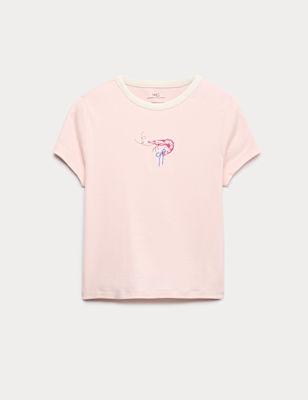 Cotton Rich Beaded Graphic T-Shirt (6-16 Yrs)