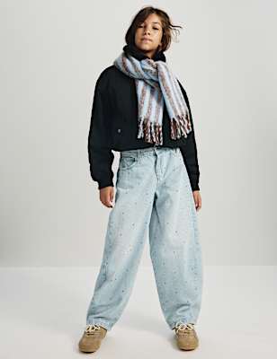 Denim Diamante Baggy Barrel Jeans (6-16 Yrs)