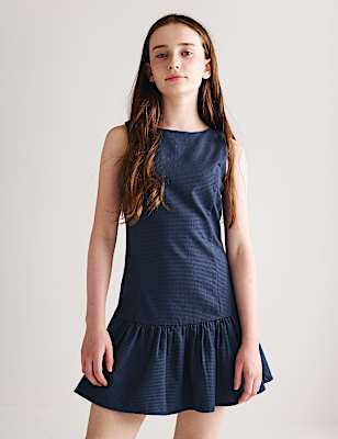 Cotton Blend Drop Waist Gingham Dress (6-16 Yrs)
