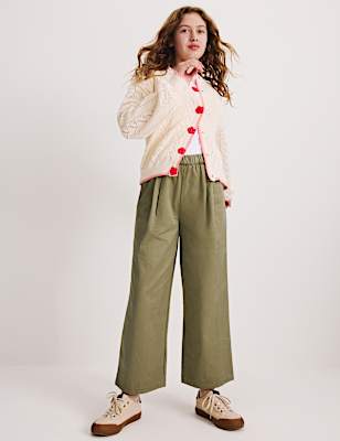 Pure Cotton Elasticated Waist Straight Leg Trousers (6-16 Yrs)