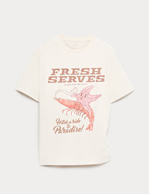 Pure Cotton Starfish Graphic T-Shirt (6-16 Yrs)