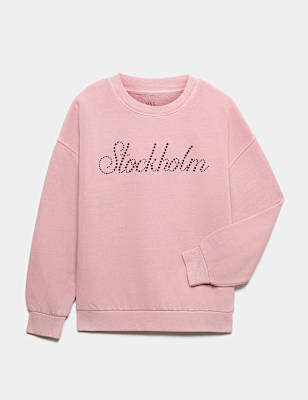 Cotton Rich Diamant&eacute; Slogan Sweatshirt (6-16 Yrs)