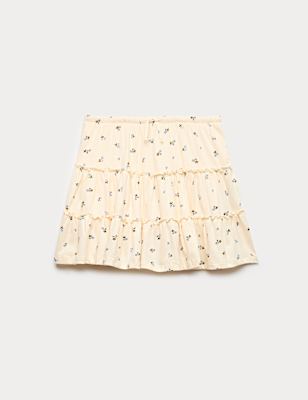 Pure Cotton Floral Tiered Skirt (6-16 Yrs)