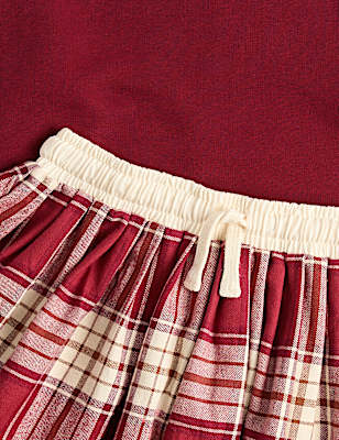 Sweatshirt & Checked Skirt Set (6-16 Yrs)