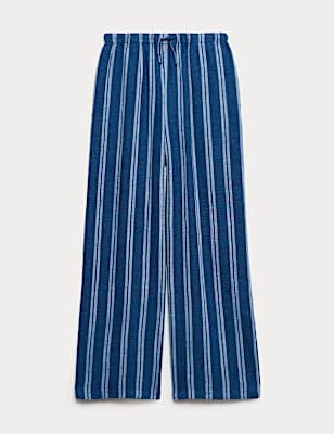 Linen Blend Striped Wide Leg Trousers (6-16 Yrs)