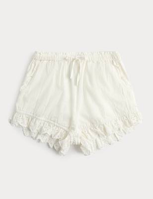 Pure Cotton Broderie Trim Bloomer Shorts (6-16 Years)