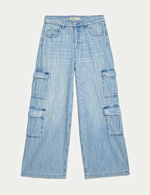 Denim Wide Leg Cargo Jeans (6-16 Yrs)