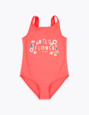 Wild Flower Slogan Swimsuit (6-16 Yrs)
