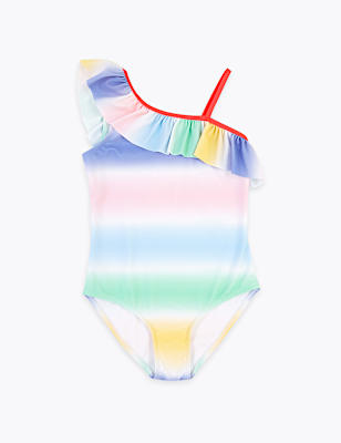 Ombre Stripe One Shoulder Swimsuit (6-16 Yrs)